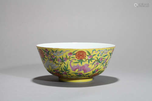 Colorful longevity bowl Chinese Qing Dynasty