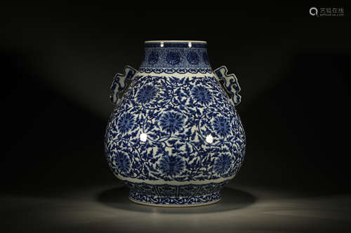 Blue and White Flower Pattern Porcelain Zun