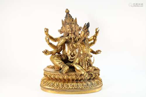 Gilt Bronze Buddha Figure Statue