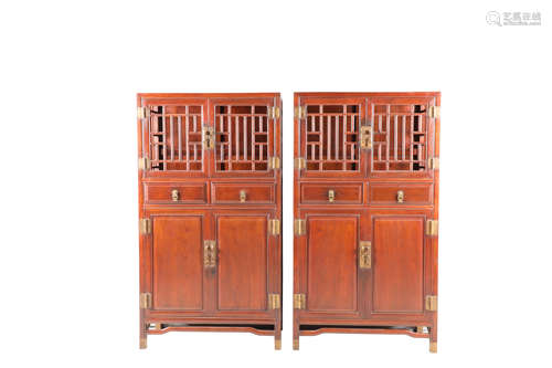 Pair of Huanghuali Wood Cabinet