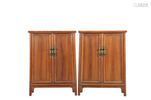 Pair of Chinese Huanghuali Wood Cabinet