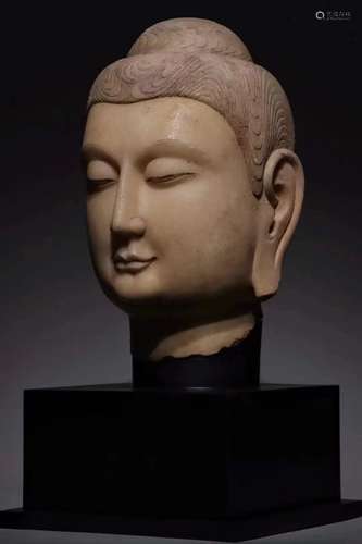 White Stone Buddha Head Figure