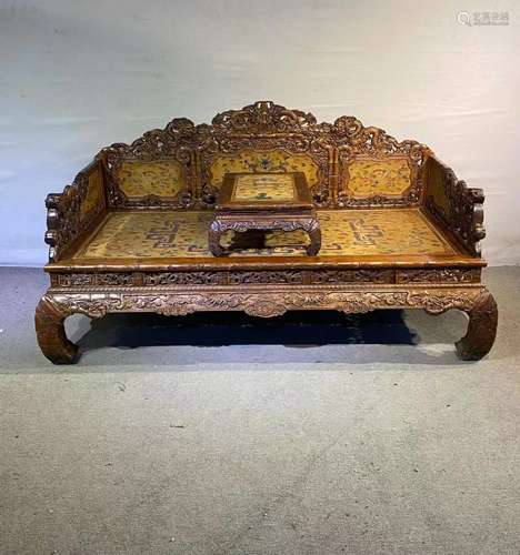 Huanghuali Wood Dragon Pattern Arhat Bed