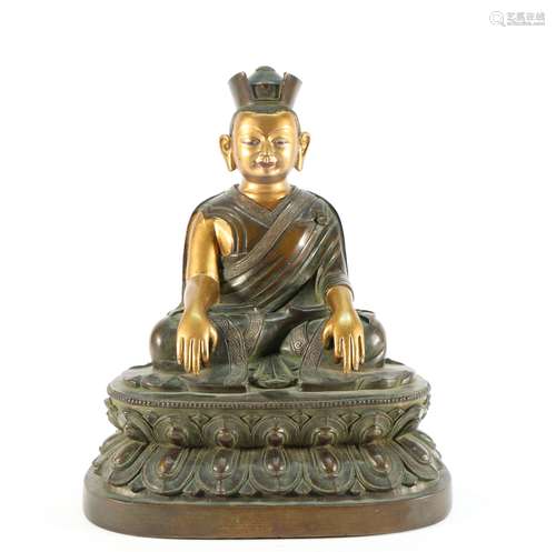 Gilt Bronze Guru Figure Statue