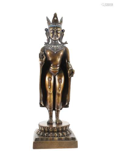 Alloy Copper Bronze Standing Buddha Figure Statue