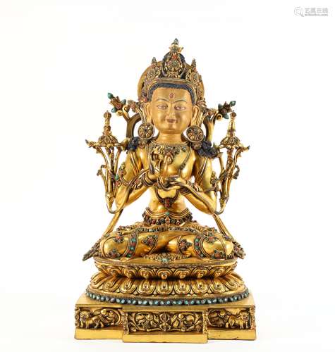 Gilt Bronze Buddha Figure Statue