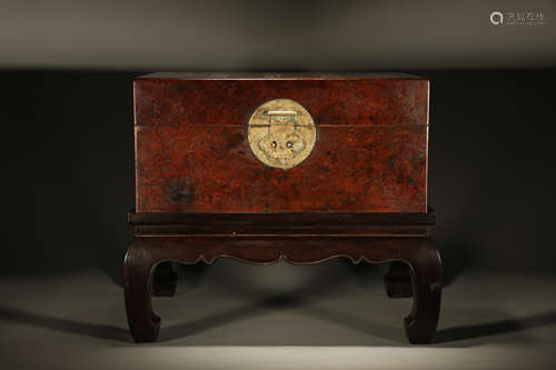 Huanghuali Cherry Wood with Calligraphy Inlaid Box