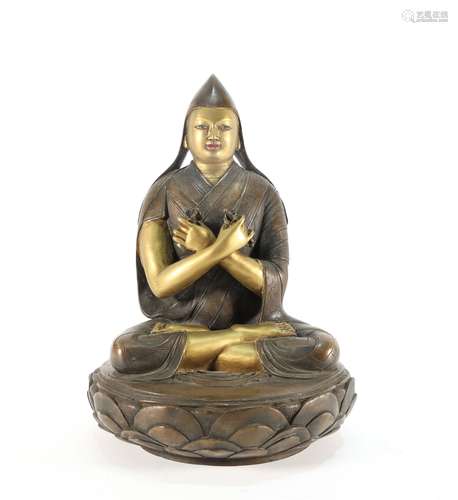 Gilte Bronze Guru Figure Statue