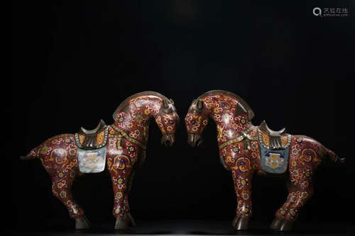 Pair of Cloisonne Horse Figure