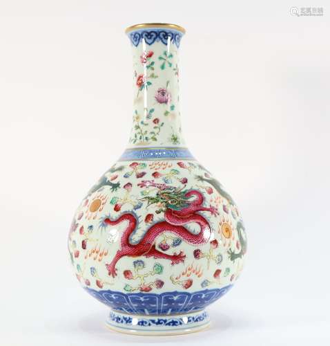 Famille Rose Dragon Pattern Porcelain Vase