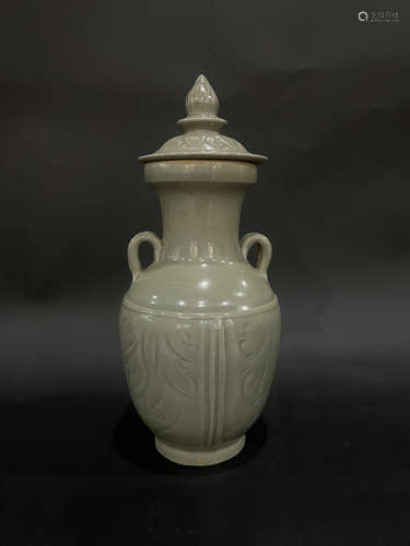 Grey Glazed Porcelain Lid Vase