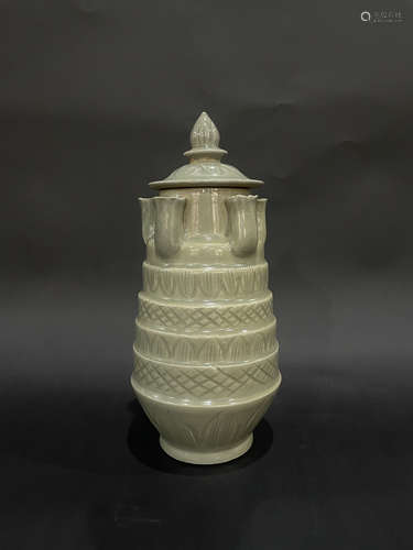 Grey Glazed Porcelain Lid Vase