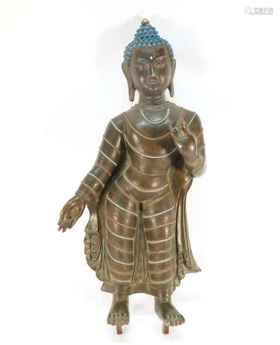 Alloy Copper Bronze Standing Shakyamuni Figure