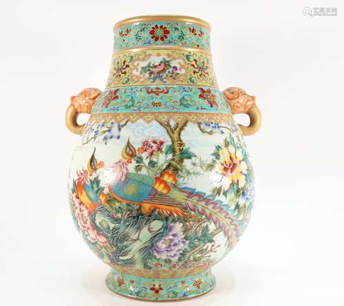 Drawing Phoenix Pattern Porcelain Zun