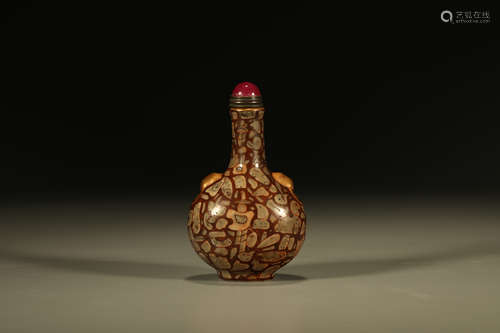 Rock Pattern Porcelain Snuff Bottle