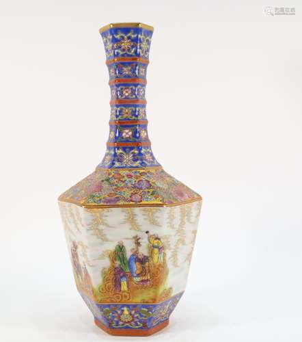 Enamel Drawing Lohan Pattern Porcelain Vase