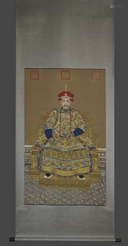 Chinese Emperor Portrait Painting, Lang Shining Mark