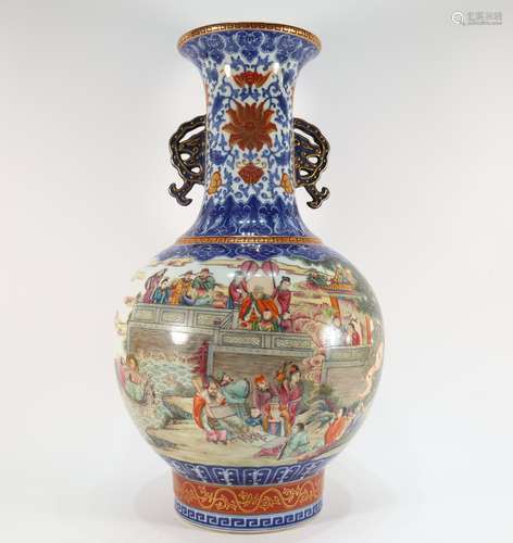 Enamel Drawing Character Pattern Porcelain Vase