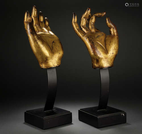 Pair of Gilt Bronze Buddha Hands Figure