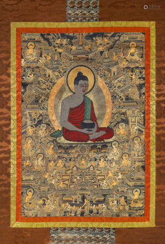 A Pearl Thangka of Amitabha Statue