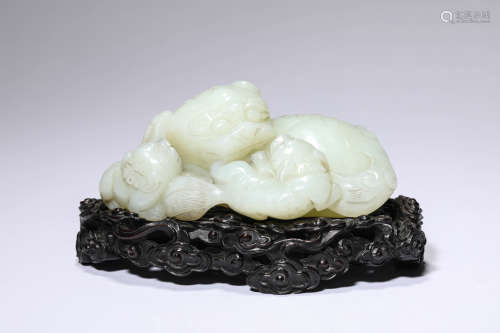 A Jade Lions Carving