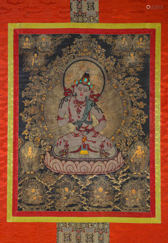 A Pearl Thangka of Vajrasattva Statue