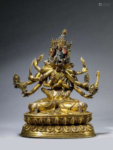 A Gilt-Bronze Guhyasamaja Staute