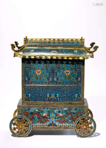 A Cloisonne Enamel Dragon Carriage