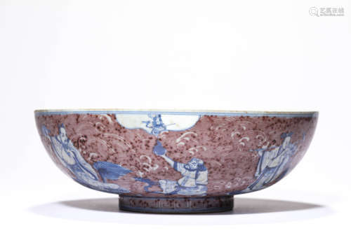 A Porcelain Copper-Red and Underglaze-Blue Bowl