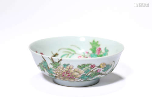 A Porcelain Famille-Rose Poeny Bowl