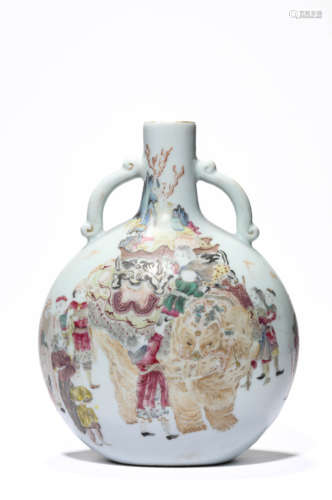 A Porcelain Famille-Rose Story Vase