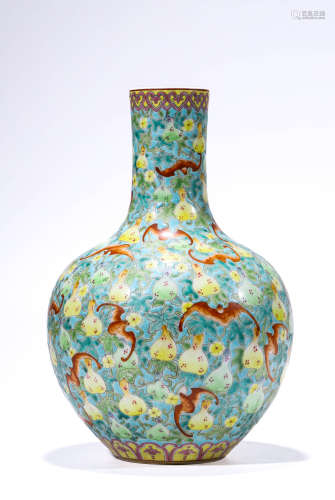 A Porcelain Blue-Glazed Mountain and River Vase