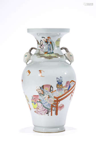 A Porcelain Famille-Rose Longevity Vase