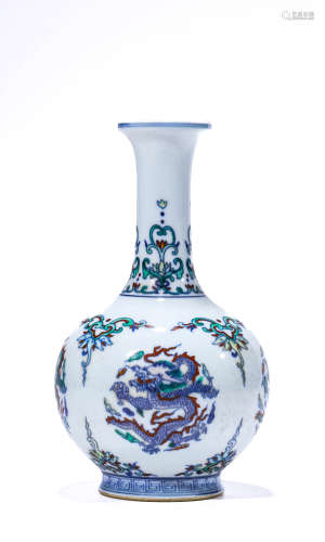 A Porcelain Doucai Dragon Vase