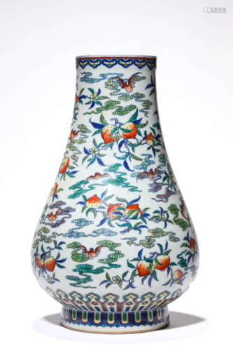 A Porcelain Doucai Longevity Vase