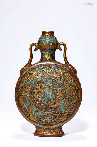A Porcelain Gilt-Inlaid Interlock Branches Moonflask