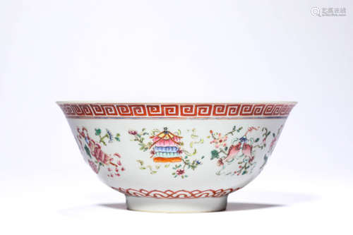 A Porcelain Famille-Rose Eight Treasure Bowl