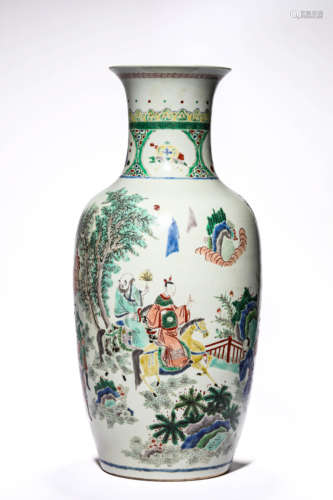 A Kang Xi Dynasty Porcelain Wucai Story Vase