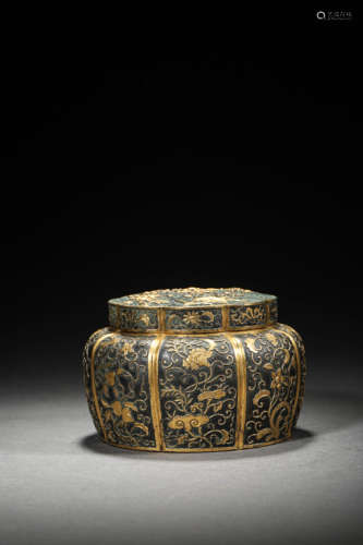 A SILVER GOLD-INLAID FLOWER CENSER