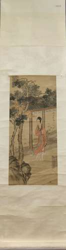 A Chinese Figure Painting On Paper,,Hanging Scroll,LENG MEI ...