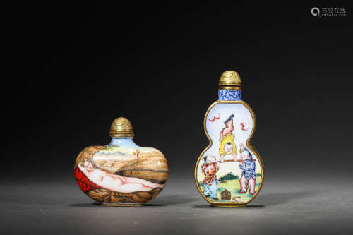 A Group Of Painted Enamel Snuff Bottles