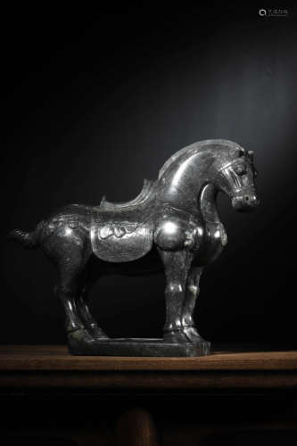 A DARK GREEN JADE HORSE