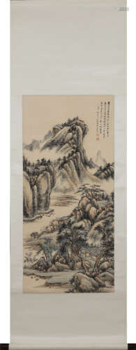 A Chinese Landscape Painting On Paper, Hanging Scroll, Feng ...