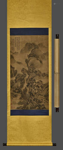 A Chinese Drawing Landscape Silk Painting,Wen Zhengming Mark