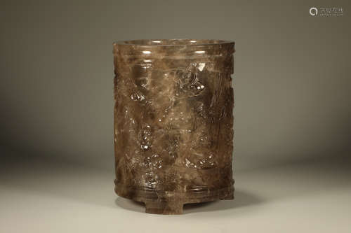 A Crystal Carved The Eight Immortals Bursh Pot