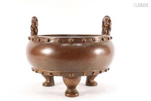 Bronze Nail Dot Double Ears Incense Burner