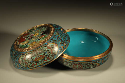 Bronze Cloisonne Fish Pattern Lid Box