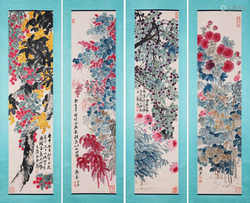 A Set of Chinese Scroll Painting Signed Qi Baishi