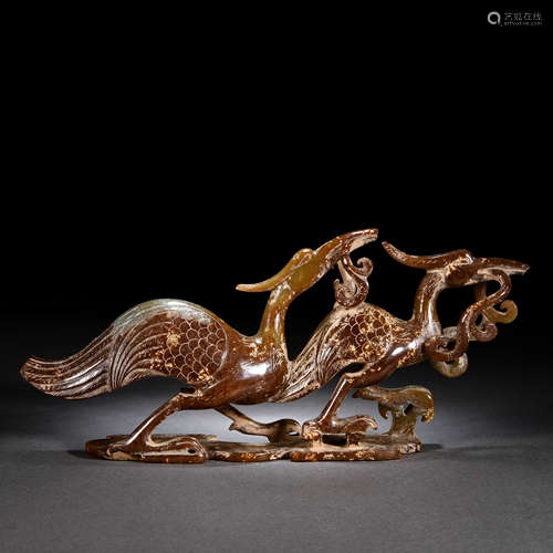 A Chinese Carved Jade Mythical Bird Decoration