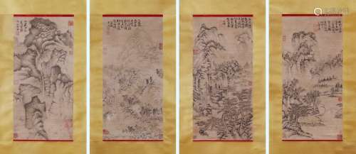 A Set of Chinese Scroll Painting Signed Shi Tao